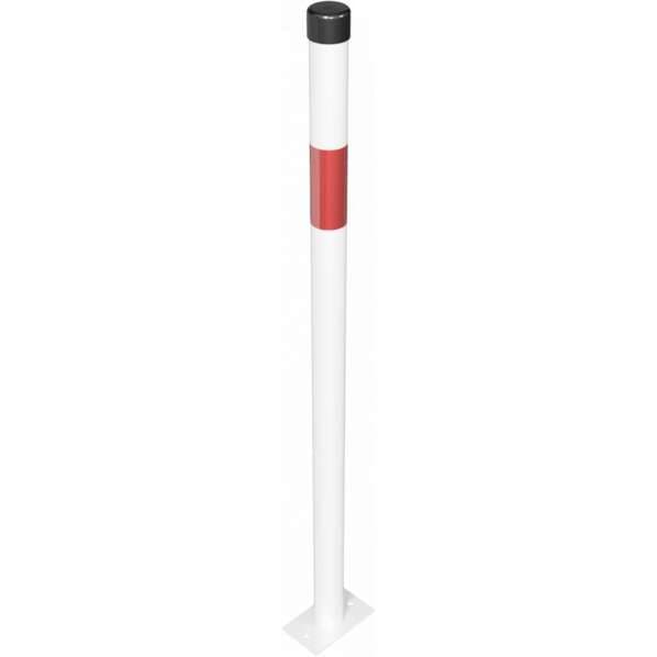 Absperrpfosten Stahlrohr Ø 42 mm rot / weiß beschichtet - ohne Öse - für Dübelbefestigung