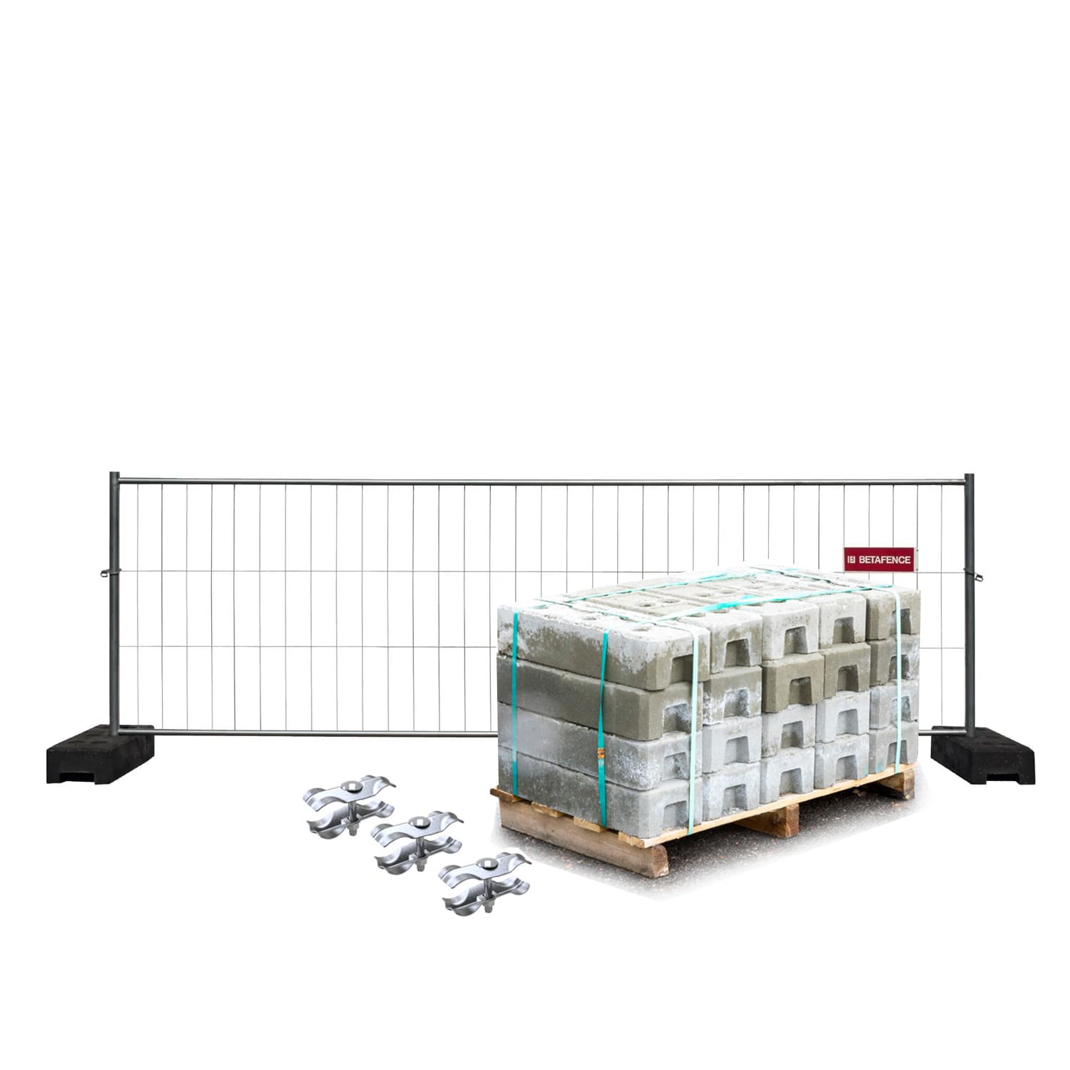 Bauzäune Profi Bauzaun-Set "halbhoch" (10.5 Kg) - Inklusive Verbindungsschellen & Betonfüßen