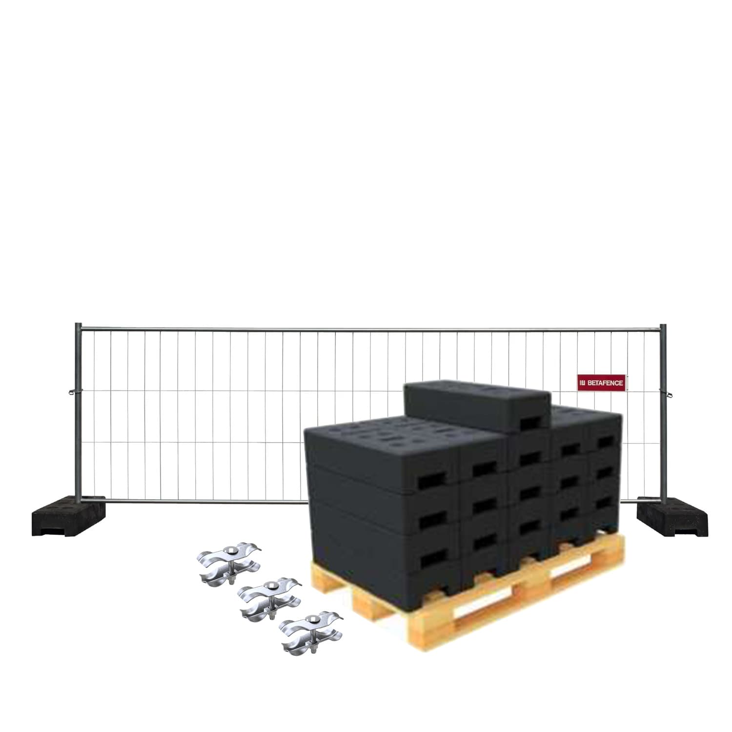 Bauzäune Profi Bauzaun-Set "halbhoch" (10.5 Kg) - Inklusive Verbindungsschellen & Kunststofffüßen