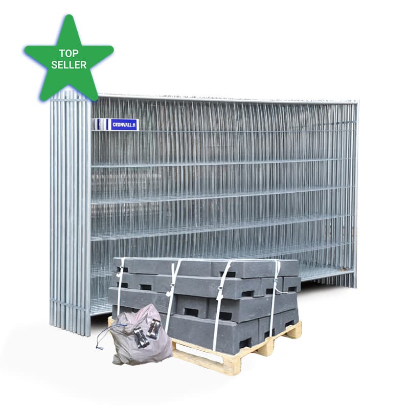 Bauzäune Profi Bauzaun-Set (11 Kg) - Inklusive Verbindungsschellen & Kunststofffüßen