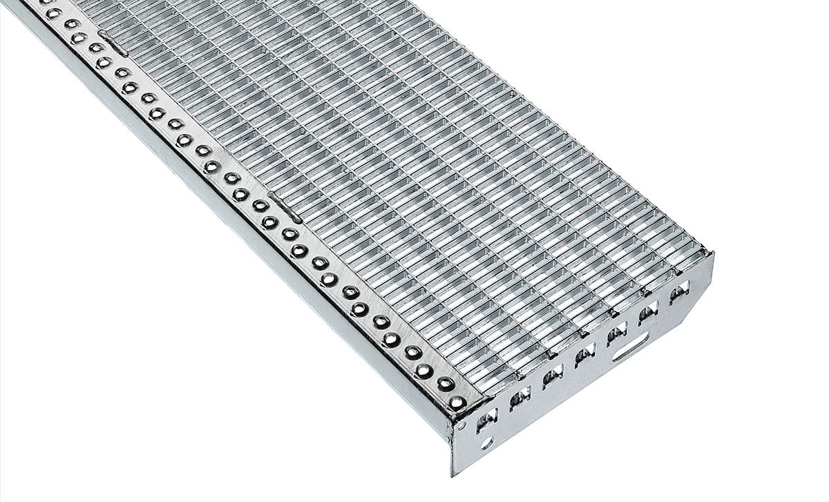 Pressrost-Stufen, Stahl S235JR, Maschenweite 30 x 10, verzinkt  PR 30 x 2 / 33 x 11 (TS) 600mm x (QS) 240mm